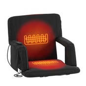 Malta Black Portable Heated Reclining Stadium Chair with Armrests, Heated Padded Back & Heated Seat with Dual Storage Pockets and Backpack Straps, FV-FA090HH-BK-GG