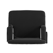 Malta Black Portable Heated Reclining Stadium Chair with Armrests, Heated Padded Back & Heated Seat with Dual Storage Pockets and Backpack Straps, FV-FA090HH-BK-GG