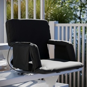 Malta Black Portable Heated Reclining Stadium Chair with Armrests, Heated Padded Back & Heated Seat with Dual Storage Pockets and Backpack Straps, FV-FA090HH-BK-GG