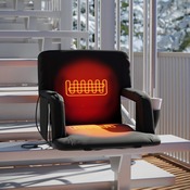 Malta Black Portable Heated Reclining Stadium Chair with Armrests, Heated Padded Back & Heated Seat with Dual Storage Pockets and Backpack Straps, FV-FA090HH-BK-GG