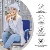 Malta Blue Portable Heated Reclining Stadium Chair with Armrests, Heated Padded Back & Heated Seat with Dual Storage Pockets and Backpack Straps, FV-FA090HH-BL-GG