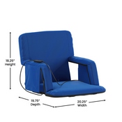 Malta Blue Portable Heated Reclining Stadium Chair with Armrests, Heated Padded Back & Heated Seat with Dual Storage Pockets and Backpack Straps, FV-FA090HH-BL-GG