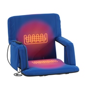 Malta Blue Portable Heated Reclining Stadium Chair with Armrests, Heated Padded Back & Heated Seat with Dual Storage Pockets and Backpack Straps, FV-FA090HH-BL-GG