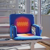 Malta Blue Portable Heated Reclining Stadium Chair with Armrests, Heated Padded Back & Heated Seat with Dual Storage Pockets and Backpack Straps, FV-FA090HH-BL-GG