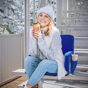 Malta Blue Portable Heated Reclining Stadium Chair with Armrests, Heated Padded Back & Heated Seat with Dual Storage Pockets and Backpack Straps, FV-FA090HH-BL-GG