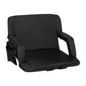 Malta Extra Wide Black Lightweight Reclining Stadium Chair with Armrests, Padded Back & Seat with Dual Storage Pockets and Backpack Straps, FV-FA090L-BK-GG