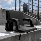 Malta Extra Wide Black Lightweight Reclining Stadium Chair with Armrests, Padded Back & Seat with Dual Storage Pockets and Backpack Straps, FV-FA090L-BK-GG