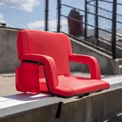 Malta Extra Wide Red Lightweight Reclining Stadium Chair with Armrests, Padded Back & Seat with Dual Storage Pockets and Backpack Straps, FV-FA090L-RD-GG