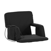 Malta Extra Wide Black Portable Heated Reclining Stadium Chair w/Armrests, Padded Back & Heated Seat w/Dual Storage Pockets and Backpack Straps, FV-FA090LH-BK-GG