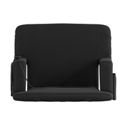 Malta Extra Wide Black Portable Heated Reclining Stadium Chair w/Armrests, Padded Back & Heated Seat w/Dual Storage Pockets and Backpack Straps, FV-FA090LH-BK-GG
