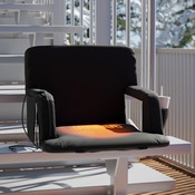 Malta Extra Wide Black Portable Heated Reclining Stadium Chair w/Armrests, Padded Back & Heated Seat w/Dual Storage Pockets and Backpack Straps, FV-FA090LH-BK-GG