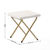 Eleanor 56" Portable Folding Double Saucer Chair with 2 Folding Ottomans Ivory Faux Shearling with a Soft Gold Steel Frame for Dorm or Bedroom, FV-FDS-001-2FR-IV-SGD-GG