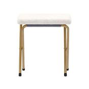 Eleanor 56" Portable Folding Double Saucer Chair with 2 Folding Ottomans Ivory Faux Shearling with a Soft Gold Steel Frame for Dorm or Bedroom, FV-FDS-001-2FR-IV-SGD-GG