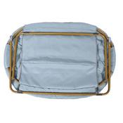 Eleanor 56" Portable Folding Double Saucer Chair in Dusty Aqua Faux Fur with a Soft Gold Steel Frame for Dorm, Living Room, or Bedroom, FV-FDS-001-DTAQ-SGD-GG