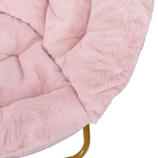 Gwen 38" Oversize Portable Faux Fur Folding Saucer Moon Chair for Dorm and Bedroom, Blush Faux Fur/Soft Gold Frame, FV-FMC-025-BL-SGD-GG