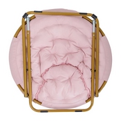 Gwen 38" Oversize Portable Faux Fur Folding Saucer Moon Chair for Dorm and Bedroom, Blush Faux Fur/Soft Gold Frame, FV-FMC-025-BL-SGD-GG