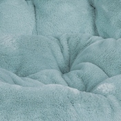 Gwen 38" Oversize Portable Faux Fur Folding Saucer Moon Chair for Dorm and Bedroom, Dusty Aqua Faux Fur/Soft Gold Frame, FV-FMC-025-DTAQ-SGD-GG