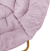 Gwen 38" Oversize Portable Faux Fur Folding Saucer Moon Chair for Dorm and Bedroom, Dusty Purple Faux Fur/Soft Gold Frame, FV-FMC-025-DTPRP-SGD-GG