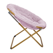 Gwen 38" Oversize Portable Faux Fur Folding Saucer Moon Chair for Dorm and Bedroom, Dusty Purple Faux Fur/Soft Gold Frame, FV-FMC-025-DTPRP-SGD-GG