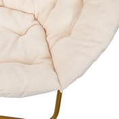 Gwen 38" Oversize Portable Faux Fur Folding Saucer Moon Chair for Dorm and Bedroom, Ivory Sherpa/Soft Gold Frame, FV-FMC-025-IV-SGD-GG