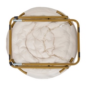 Gwen 38" Oversize Portable Faux Fur Folding Saucer Moon Chair for Dorm and Bedroom, Ivory Sherpa/Soft Gold Frame, FV-FMC-025-IV-SGD-GG