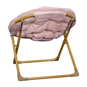 Gwen 23" Kids Cozy Mini Folding Saucer Chair, Faux Fur Moon Chair for Toddlers and Bedroom, Blush/Soft Gold, FV-FMC-030-BL-SGD-GG