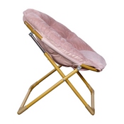 Gwen 23" Kids Cozy Mini Folding Saucer Chair, Faux Fur Moon Chair for Toddlers and Bedroom, Blush/Soft Gold, FV-FMC-030-BL-SGD-GG