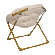 Gwen 23" Kids Cozy Mini Folding Saucer Chair, Sherpa Moon Chair for Toddlers and Bedroom, Ivory/Soft Gold, FV-FMC-030-IV-SGD-GG