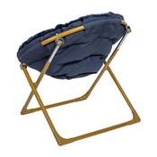 Gwen 23" Kids Cozy Mini Folding Saucer Chair, Faux Fur Moon Chair for Toddlers and Bedroom, Navy/Soft Gold, FV-FMC-030-NV-SGD-GG