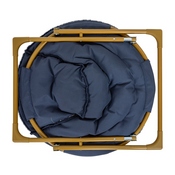 Gwen 23" Kids Cozy Mini Folding Saucer Chair, Faux Fur Moon Chair for Toddlers and Bedroom, Navy/Soft Gold, FV-FMC-030-NV-SGD-GG