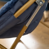 Gwen 23" Kids Cozy Mini Folding Saucer Chair, Faux Fur Moon Chair for Toddlers and Bedroom, Navy/Soft Gold, FV-FMC-030-NV-SGD-GG