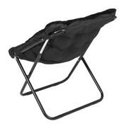 Archer 28" Oversized Portable Faux Fur Folding Saucer Chair for Dorm, Bedroom, Black Faux Fur/Black Frame, FV-FSC-027-BK-BK-GG