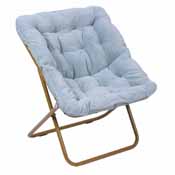 Archer 28" Oversized Portable Faux Fur Folding Saucer Chair for Dorm, Bedroom, Dusty Aqua Faux Fur/Soft Gold Frame, FV-FSC-027-DTAQ-SGD-GG