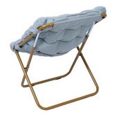 Archer 28" Oversized Portable Faux Fur Folding Saucer Chair for Dorm, Bedroom, Dusty Aqua Faux Fur/Soft Gold Frame, FV-FSC-027-DTAQ-SGD-GG