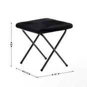 Archer 28" Oversized Portable Faux Fur Folding Saucer Chair with Folding Ottoman for Dorm, Bedroom, Black Faux Fur/Black Frame, FV-FSC-027-FR-BK-BK-GG