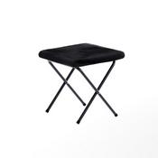 Archer 28" Oversized Portable Faux Fur Folding Saucer Chair with Folding Ottoman for Dorm, Bedroom, Black Faux Fur/Black Frame, FV-FSC-027-FR-BK-BK-GG