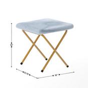 Archer 28" Oversized Portable Faux Fur Folding Saucer Chair with Folding Ottoman for Dorm, Bedroom, Dusty Aqua Faux Fur/Soft Gold Frame, FV-FSC-027-FR-DTAQ-SGD-GG