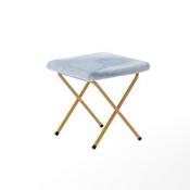 Archer 28" Oversized Portable Faux Fur Folding Saucer Chair with Folding Ottoman for Dorm, Bedroom, Dusty Aqua Faux Fur/Soft Gold Frame, FV-FSC-027-FR-DTAQ-SGD-GG