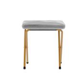 Archer 28" Oversized Portable Faux Fur Folding Saucer Chair with folding Ottoman for Dorm, Bedroom, Gray Faux Fur/Soft Gold Frame, FV-FSC-027-FR-GY-SGD-GG