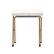 Archer 28" Oversized Portable Faux Shearling Folding Saucer Chair with Folding Ottoman for Dorm, Bedroom, Ivory Faux Shearling/Soft Gold Frame, FV-FSC-027-FR-IV-SGD-GG