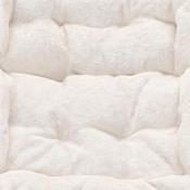 Archer 28" Oversized Portable Faux Shearling Folding Saucer Chair with Folding Ottoman for Dorm, Bedroom, Ivory Faux Shearling/Soft Gold Frame, FV-FSC-027-FR-IV-SGD-GG