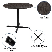 36" Round Multi-Purpose Conference Table in Rustic Gray, GC-M-BLK-15-GRY-GG