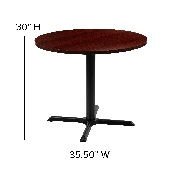 36" Round Multi-Purpose Conference Table in Mahogany, GC-M-BLK-15-MHG-GG