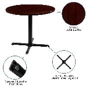 36" Round Multi-Purpose Conference Table in Mahogany, GC-M-BLK-15-MHG-GG