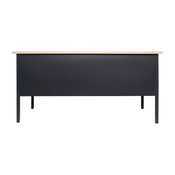 Cambridge Commercial Grade 30x60 Double Pedestal Desk with 5 Locking Drawers, White Oak Top and Black Frame, GC-M-BLK-179-WHTOAK-GG