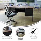 Cambridge Commercial Grade 30x60 Double Pedestal Desk with 5 Locking Drawers, White Oak Top and Black Frame, GC-M-BLK-179-WHTOAK-GG