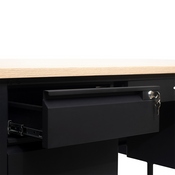Cambridge Commercial Grade 30x60 Double Pedestal Desk with 5 Locking Drawers, White Oak Top and Black Frame, GC-M-BLK-179-WHTOAK-GG