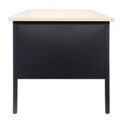 Cambridge Commercial Grade 30x60 Double Pedestal Desk with 5 Locking Drawers, White Oak Top and Black Frame, GC-M-BLK-179-WHTOAK-GG