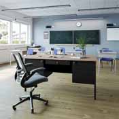 Cambridge Commercial Grade 30x60 Double Pedestal Desk with 5 Locking Drawers, White Oak Top and Black Frame, GC-M-BLK-179-WHTOAK-GG