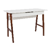 Home Office Writing Computer Desk with Drawer - Table Desk for Writing and Work, White/Walnut, GC-MBLK60-WH-WAL-GG